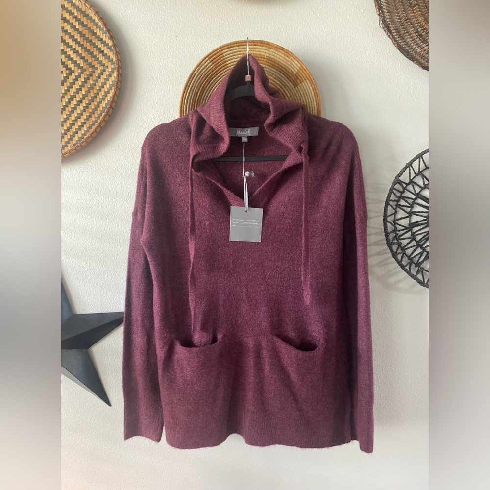 Marled by Reunited Clothing Knit Hoodie in Eggplant – Size S NWT